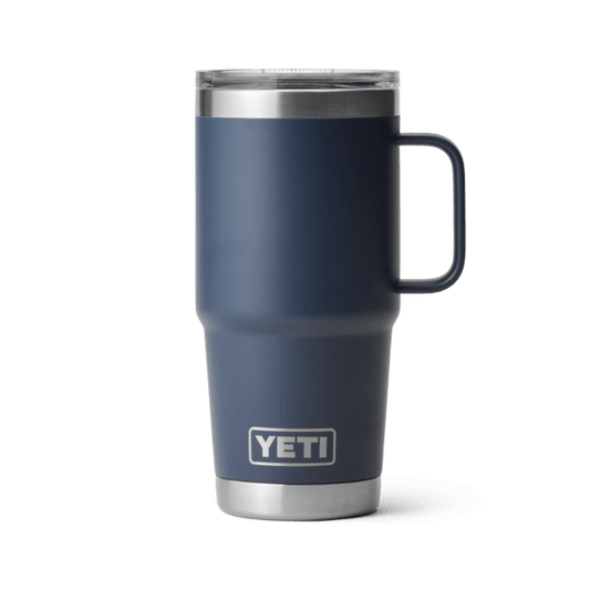 YETI Rambler 30 oz travel mug in navy with Stronghold lid and side handle