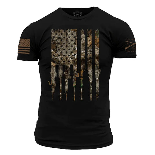 Grunt Style Realtree Edge rifle flag graphic tee in black