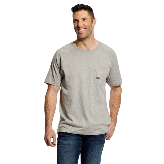 Ariat Rebar Cotton Strong short sleeve work t-shirt in grey, available in big and tall sizes