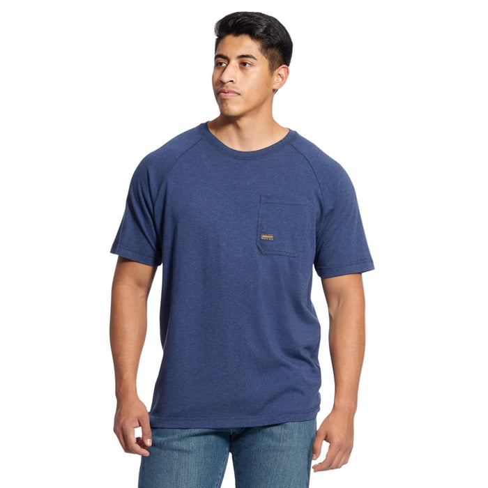 Ariat Rebar Cotton Strong work t-shirt in navy heather, available in big and tall sizes