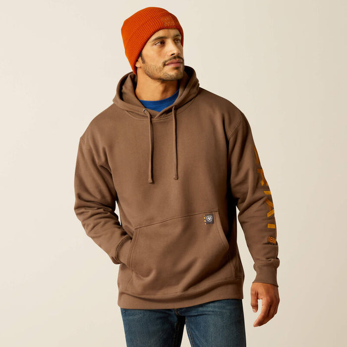 Ariat Rebar graphic hoodie in chocolate chip, front view