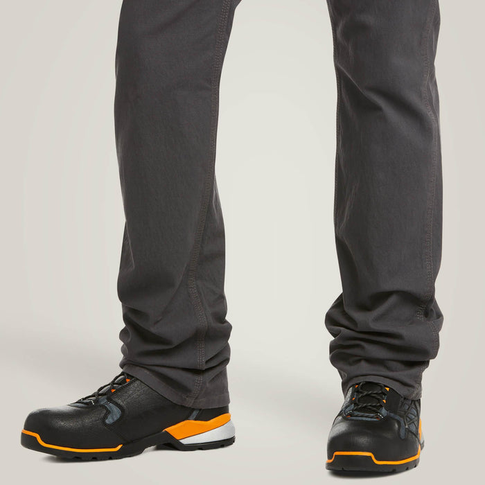 Ariat Rebar M4 Made Tough DuraStretch work pant in rebar grey, detail view of the fabric