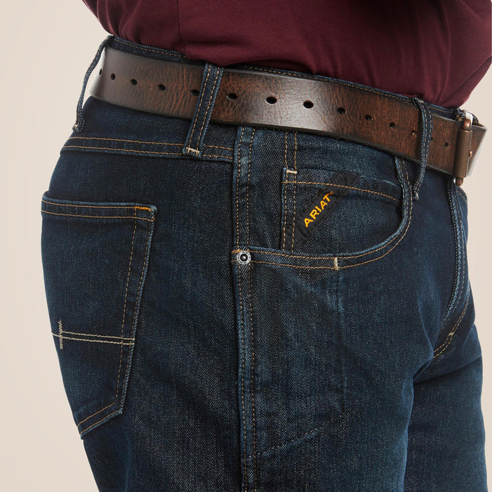 Ariat Rebar M5 DuraStretch Edge work jean, detail view of the stretch denim fabric