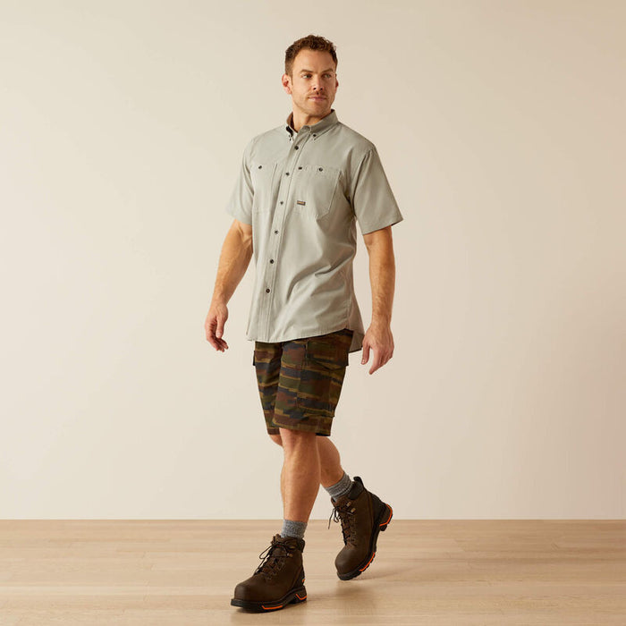 Ariat Rebar 360 AirFlow work shirt in wild dove, full length view