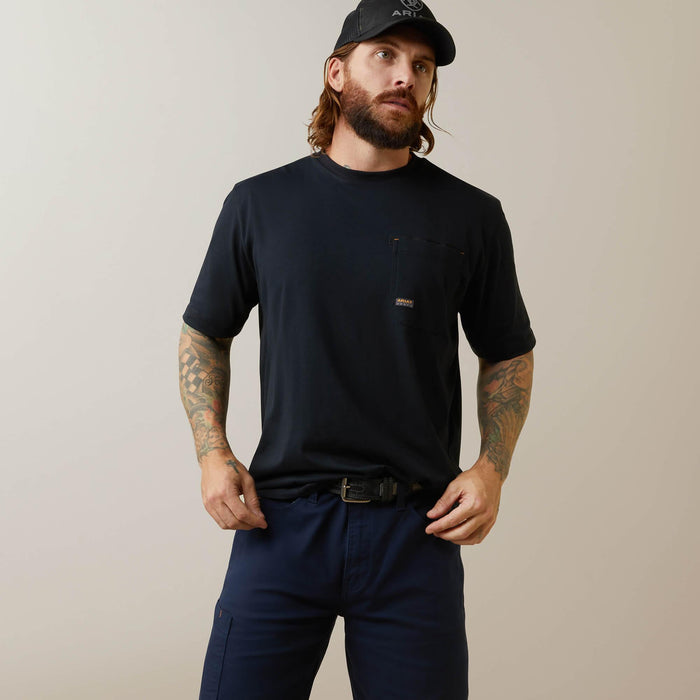 Back view of the Ariat Rebar Workman Born For This short sleeve graphic tee in black