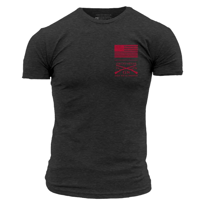Red Blood Blue Collar Tee - Charcoal