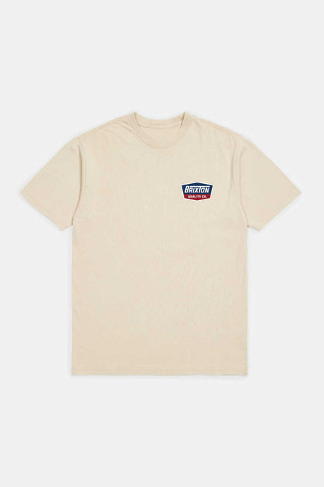 Brixton Regal short sleeve standard tee in cream and navy