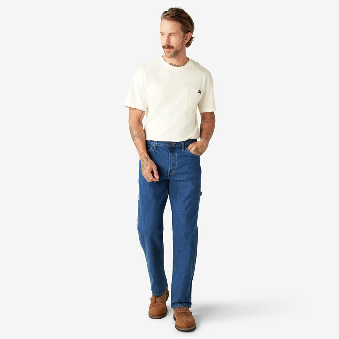 Stonewashed indigo Dickies carpenter jean, additional alternate view, big and tall sizing