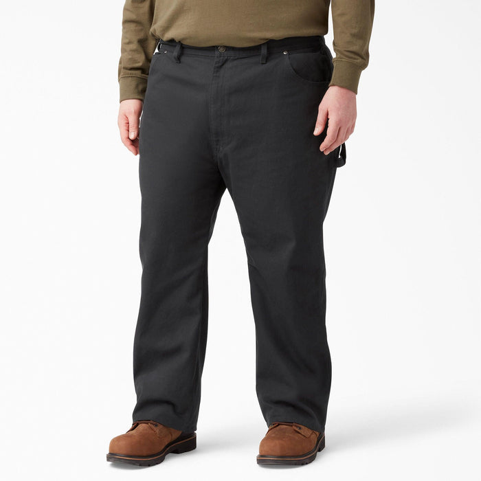 Dickies black duck carpenter work pant, big and tall fit view with utility and tool pockets