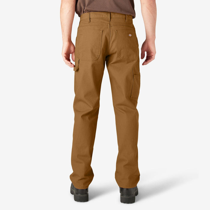 Back view of the Dickies brown duck carpenter work pant showing the back pockets