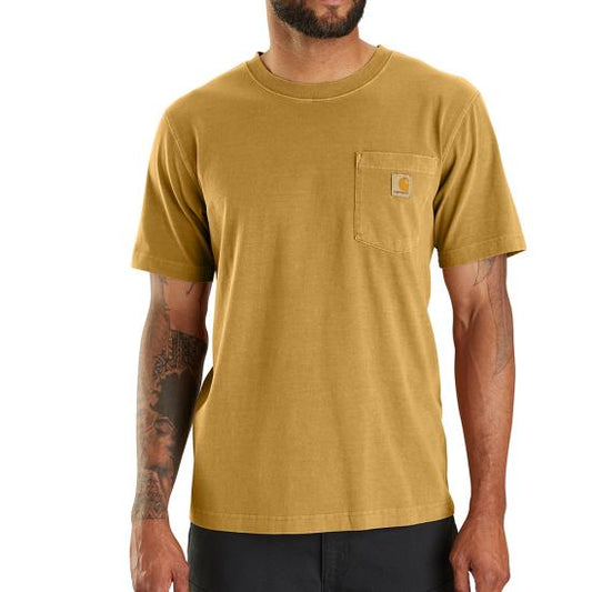 Carhartt relaxed fit lightweight garment dyed short-sleeve pocket t-shirt in Carhartt brown