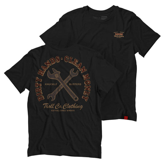 Troll Co. Retro Knuckle Buster graphic tee in black, big and tall sizing