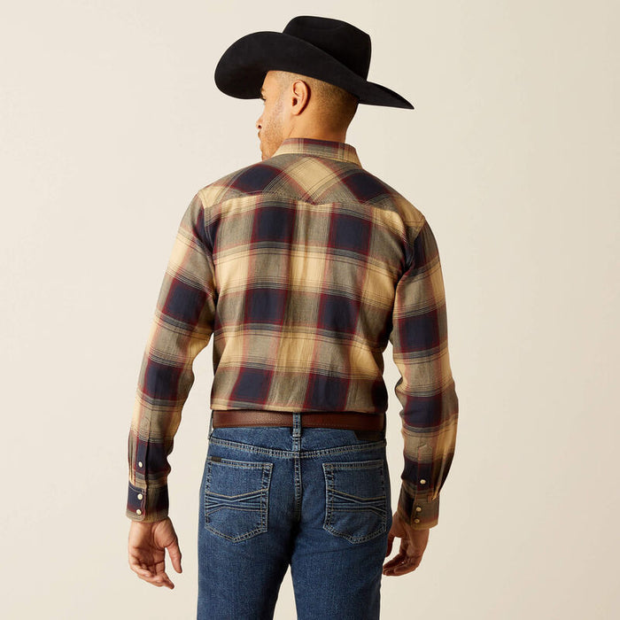 Ariat Retro Hale snap shirt in pale khaki, back view