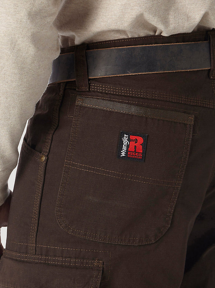 Wrangler Ripstop Ranger cargo pant in dark brown, further view, big and tall sizing