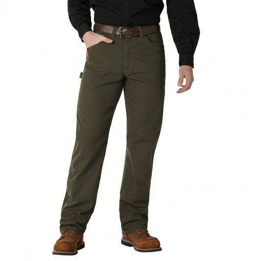 Wrangler Ripstop Ranger cargo work pant in loden green, main view with cargo pockets