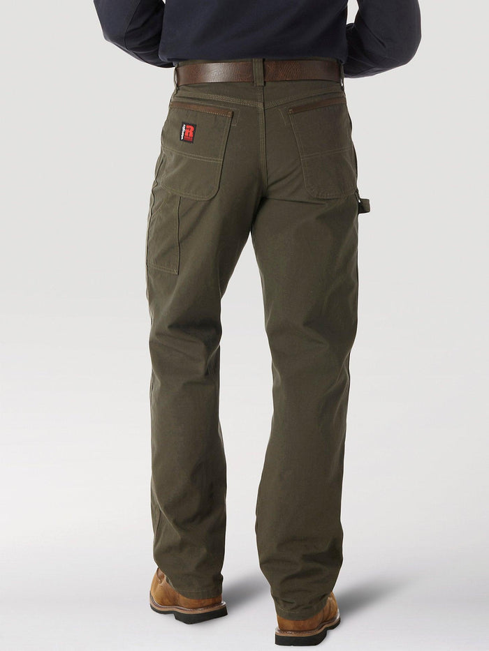 Loden Wrangler Ripstop Ranger cargo pant, alternate view of the ripstop fabric and pockets