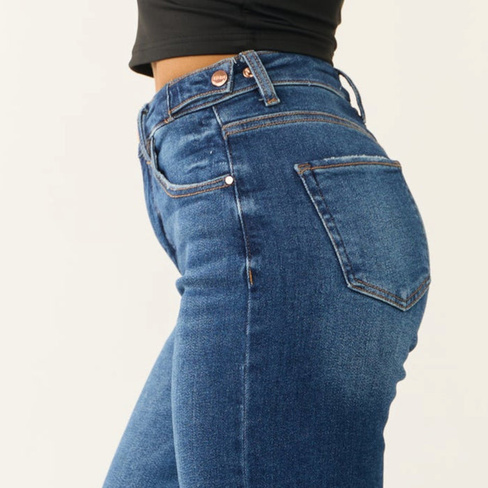 Risen Dark Wash Tummy Control Wide Leg Jeans - 260 Broadway Boutique