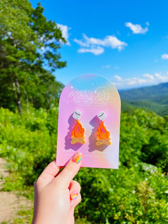 Roasting Marshmallow Campfire Earrings