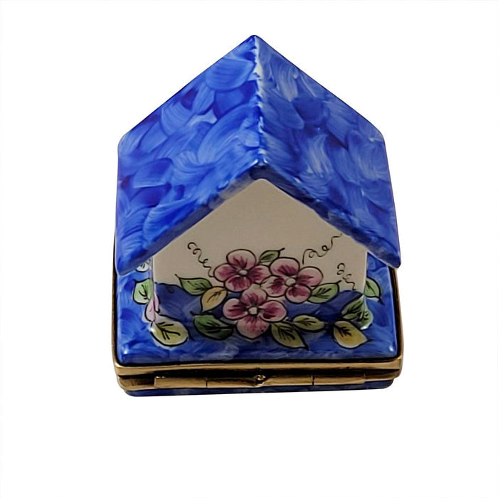 Blue Bird in Birdhouse Porcelain Limoges bird French Trinket Box
