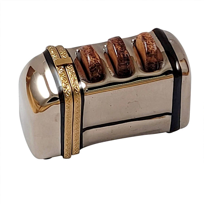 TOASTER WITH 3 SLICES OF REMOVABLE TOAST Porcelain Limoges Home Food French Trinket Box