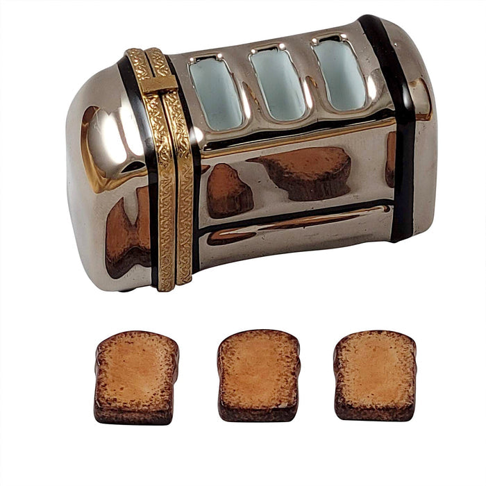 TOASTER WITH 3 SLICES OF REMOVABLE TOAST Porcelain Limoges Home Food French Trinket Box