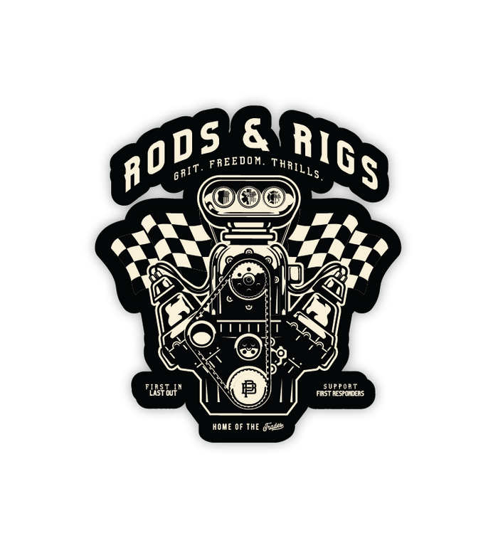 2.8 inch Rods and Rigs car show sticker