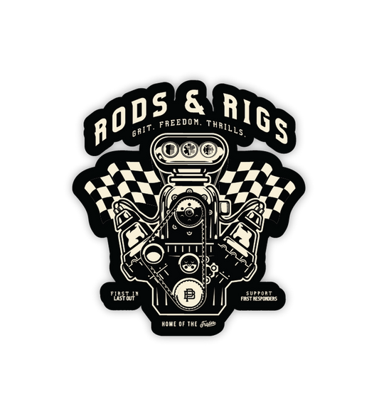 2.8 inch Rods and Rigs car show sticker