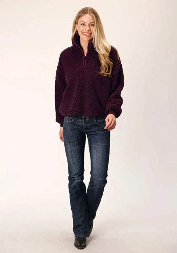 Roper Cropped Polar Fleece Pullover (Wine) - Women's Fleece Pullover - Hatcountry