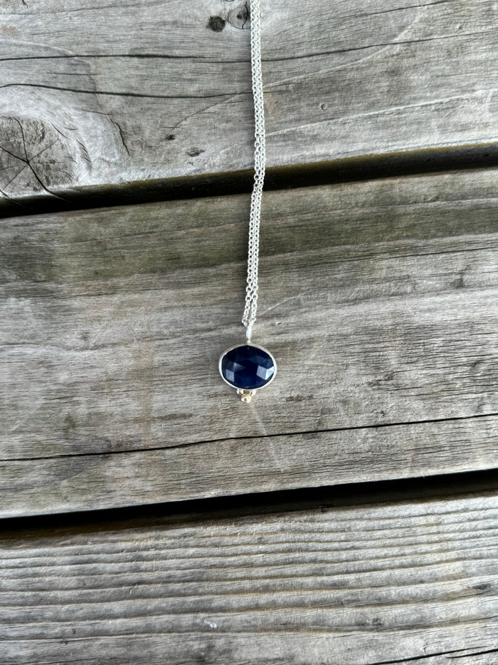 Rose Cut Blue Sapphire Necklace 20”