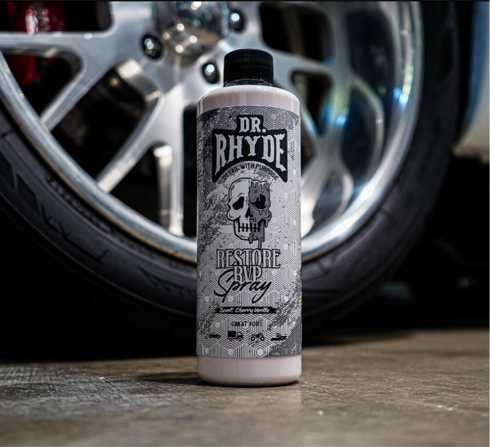 Dr. Rhyde rubber, vinyl and plastic restorer bottle