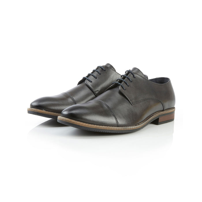 Rufus Leather Toe Cap Derby Shoes - Grey