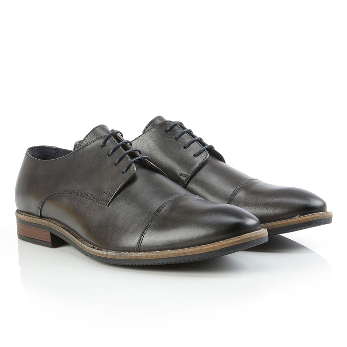Rufus Leather Toe Cap Derby Shoes - Grey