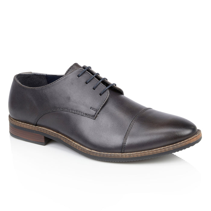Rufus Leather Toe Cap Derby Shoes - Grey