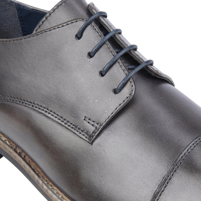 Rufus Leather Toe Cap Derby Shoes - Grey