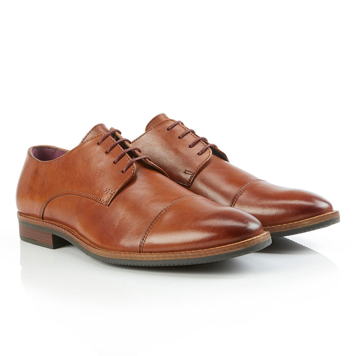 Rufus Leather Toe Cap Derby Shoes - Tan
