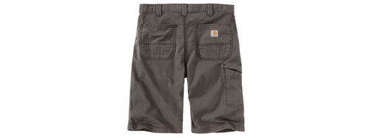Carhartt Rugged Flex 13 inch work short in gravel, available in extended waist sizes