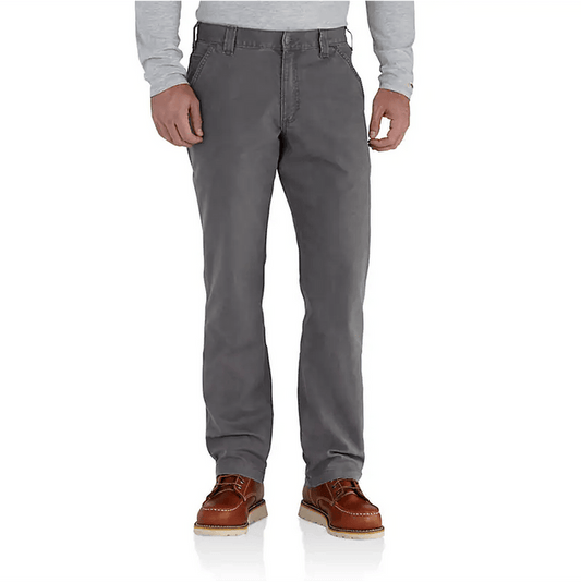 Carhartt Rugged Flex relaxed fit canvas work pant in gravel, extended waist sizes available