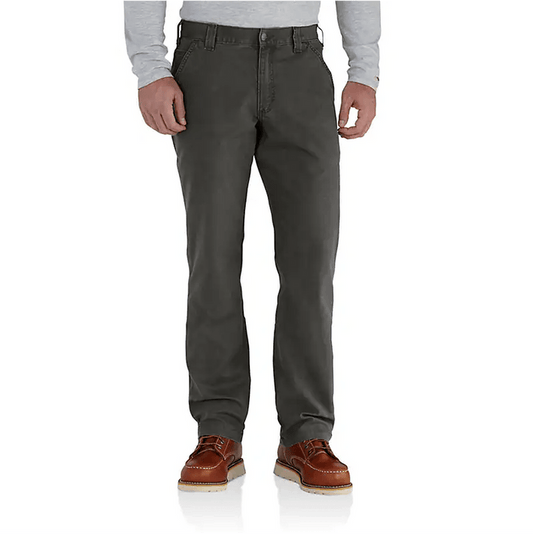 Carhartt Rugged Flex relaxed fit canvas work pant in peat, available in extended waist sizes