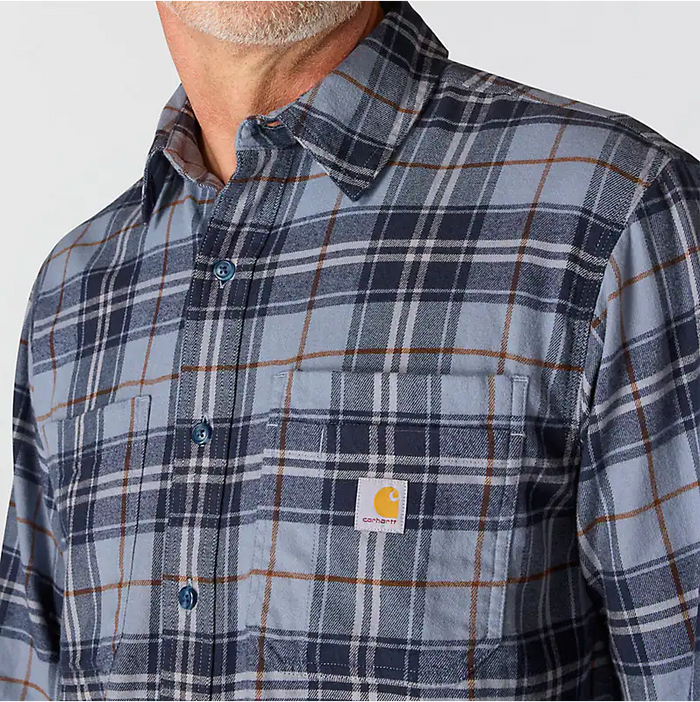 Rugged flex® relaxed fit midweight long-sleeve plaid shirt - Light Faded Navy