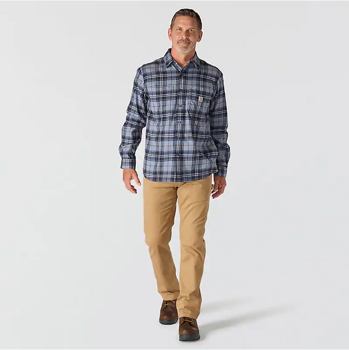 Rugged flex® relaxed fit midweight long-sleeve plaid shirt - Light Faded Navy