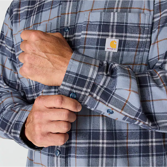 Rugged flex® relaxed fit midweight long-sleeve plaid shirt - Light Faded Navy