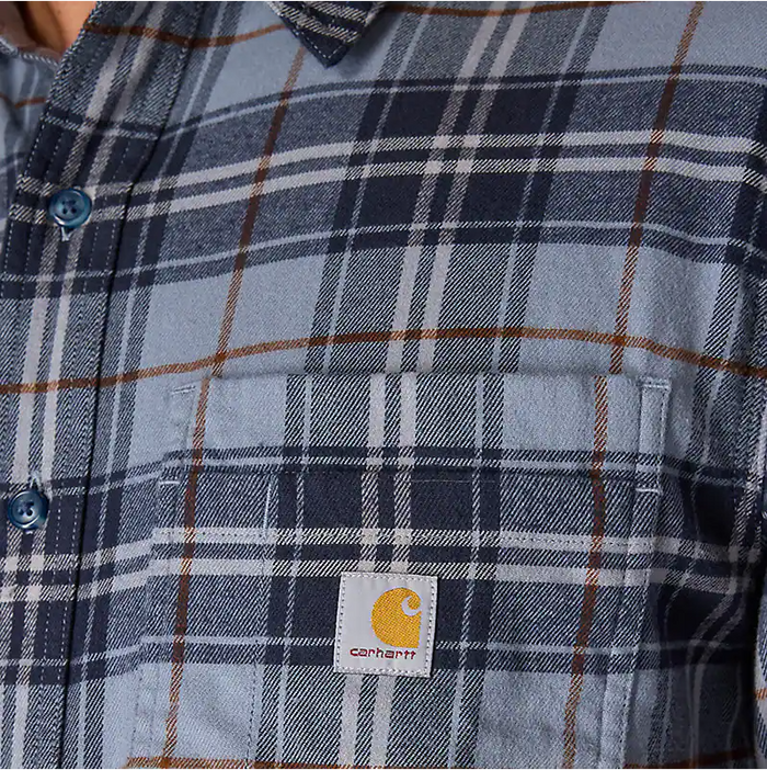 Rugged flex® relaxed fit midweight long-sleeve plaid shirt - Light Faded Navy