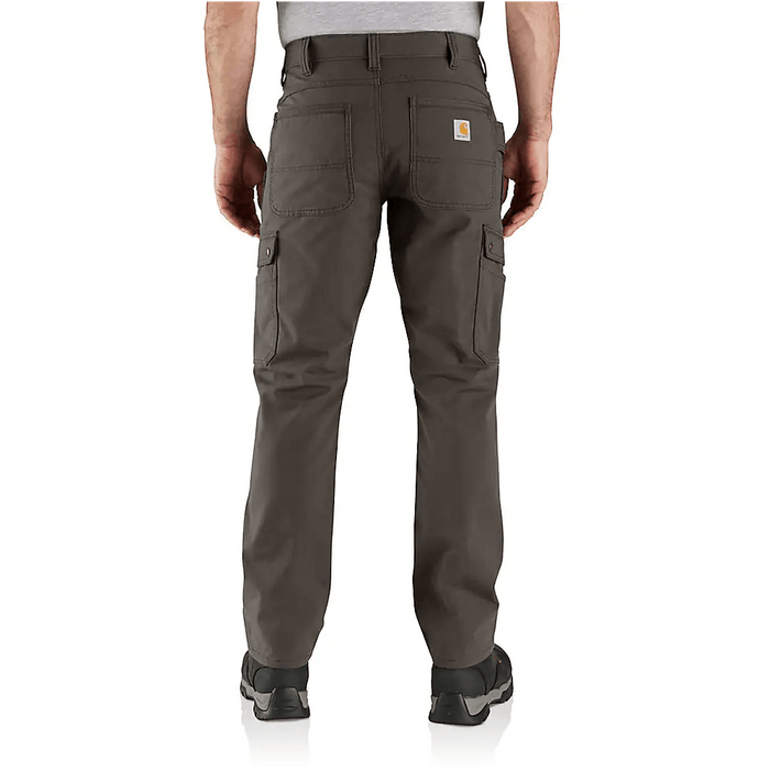 Black Carhartt ripstop cargo work pant with Rugged Flex stretch fabric and multiple utility pockets