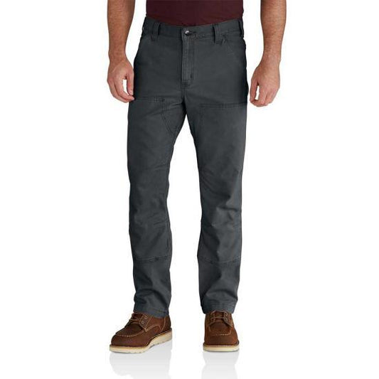 Carhartt Rugged Flex Rigby double front work pant in shadow, extended waist sizes