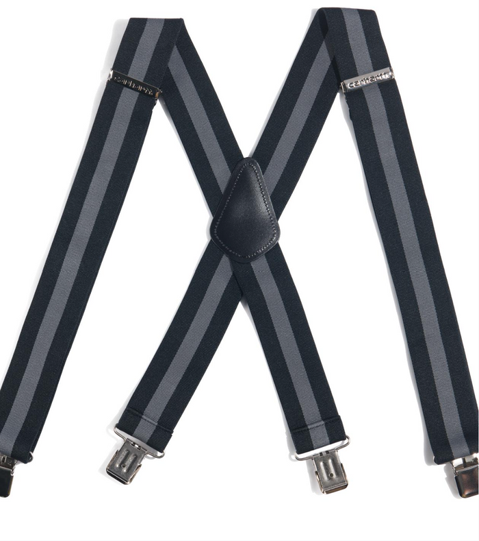 Carhartt Rugged Flex elastic two-tone suspenders in black with steel stripe