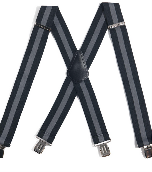 Carhartt Rugged Flex elastic two-tone suspenders in black with steel stripe