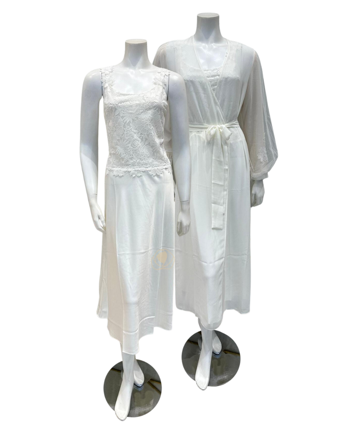Rya Collection Ivory Beloved Chiffon Gown & Robe Set