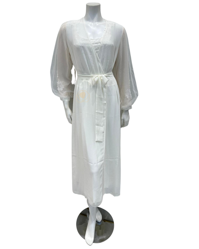 Rya Collection Ivory Beloved Chiffon Gown & Robe Set