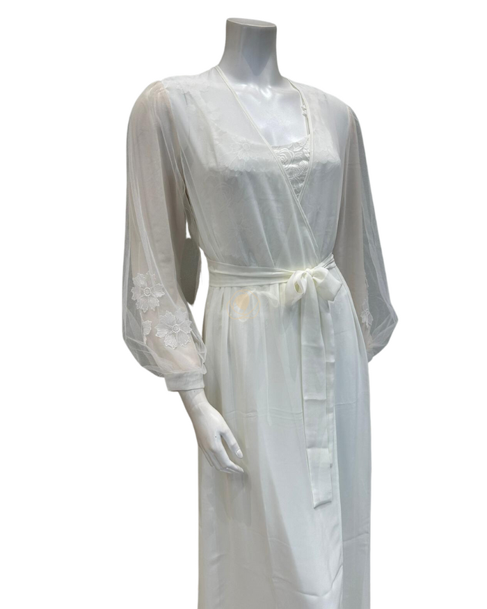Rya Collection Ivory Beloved Chiffon Gown & Robe Set