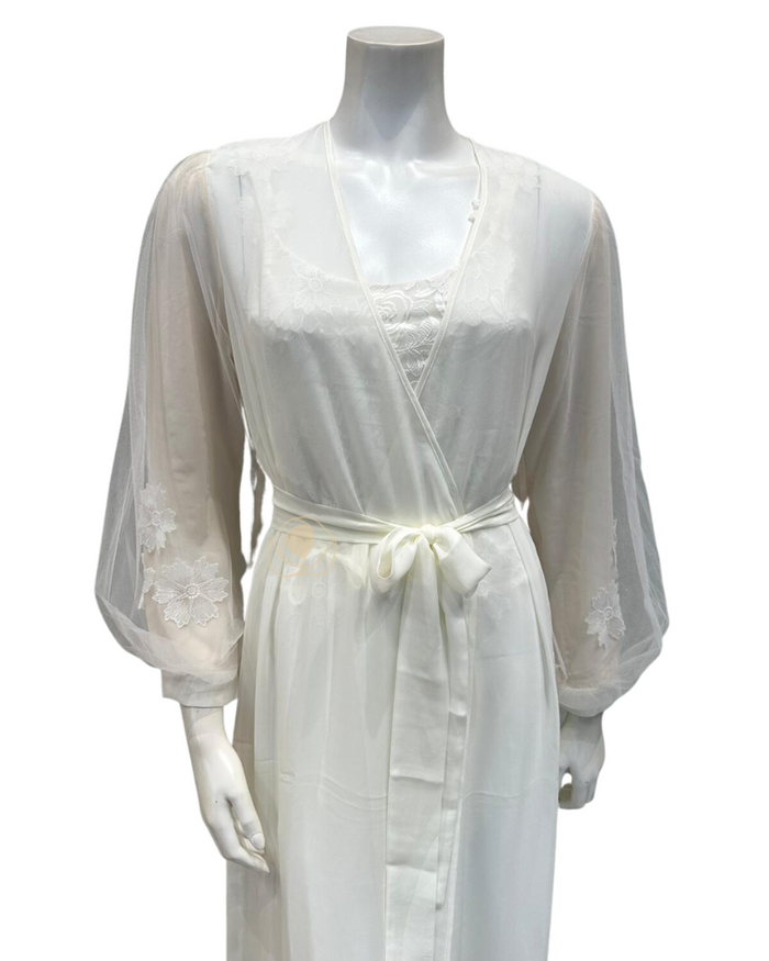Rya Collection Ivory Beloved Chiffon Gown & Robe Set